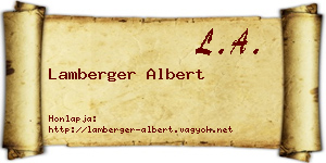 Lamberger Albert névjegykártya